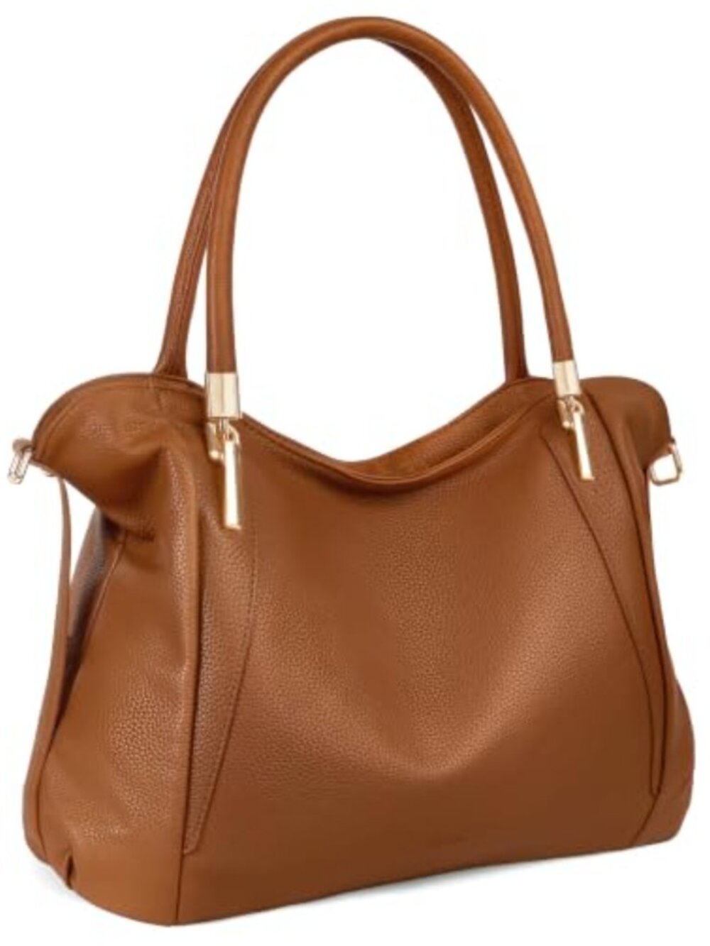 Pebbled Leather Crossbody Tote Bag with Adjustable Strap and Top Handle